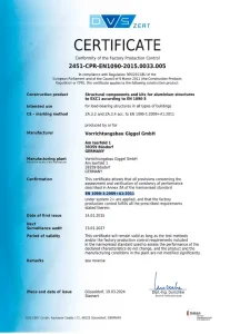 Certifikat 2451-CPR-EN1090-2015.0033.005
